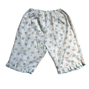 Cute bear and blue balloon print capris pajama bottoms